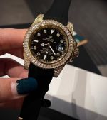 Rolex Submariner 40mm 8215 Movement Diamond Bezel Gold Case Lume Watch